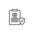 Prenuptial agreement document line icon