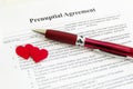 Prenuptial agreement with hearts Royalty Free Stock Photo