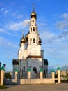 Preobrazhenskiy cathedral in beams of the coming s