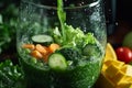 Prep in motion Fresh organic veggies transformed into a healthful smoothie