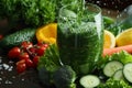 Prep in motion Fresh organic veggies transformed into a healthful smoothie