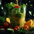 Prep in motion Fresh organic veggies transformed into a healthful smoothie