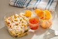 Prepacked Prawn, noodles and crackers Royalty Free Stock Photo