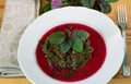 Prepaired braised amaranth - red spinach, in it`s own jucy sauce Royalty Free Stock Photo