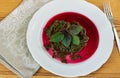 Prepaired braised amaranth - red spinach, in it`s own jucy sauce Royalty Free Stock Photo