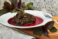 Prepaired braised amaranth in it`s own juce