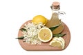 Preparated juice with lemon from elderflower isolated