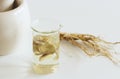 Preparation of alcohol tincture from wild teasel root .In folk medicine, their roots are used to produce medicinal Royalty Free Stock Photo