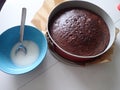 preparation and baking of homemade chocolate gingerbread