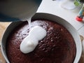 Preparation and baking of homemade chocolate gingerbread