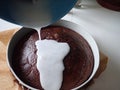 Preparation and baking of homemade chocolate gingerbread