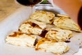 Preparation of baklava, cakes, pastries with honey Royalty Free Stock Photo