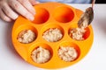 Preparation of banana bread muffins Royalty Free Stock Photo