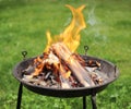 Preparation for barbecue. Burning wood. Flames Royalty Free Stock Photo