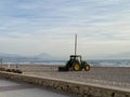 Preparation of the beaches for the Easter and Summer holidays. San Juan beach, Alicante, Spain