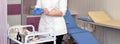 Preparation for blood test. Medical technician preparing before taking a blood sample from patient.