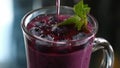 preparation of blueberry jelly with gelatin pour in a thin stream into an glass beaker refrigerate to make jelly healthy