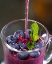 preparation of blueberry jelly with gelatin pour in a thin stream into an glass beaker refrigerate to make jelly healthy