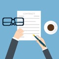 Preparation business contract. Vector illustration Stock vector