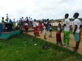 PREPARATION OF THE CANOE RACE AMONG PEOPLES OF THE LAGOON IN COTE D'IVOIRE