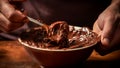 Preparation of chocolate in a bowl. AI generated