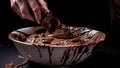 Preparation of chocolate in a bowl. AI generated