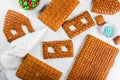 Cooking and decorating gingerbread house Royalty Free Stock Photo