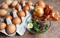 Preparation for coloring Easter eggs