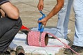 Preparation for conducting heat treatment on the weld Royalty Free Stock Photo