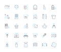 Preparation cookery linear icons set. Chopping, Slicing, Dicing, Grating, Peeling, Blanching, Braising line vector and