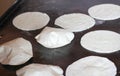 Preparation of corn tortilla in comal