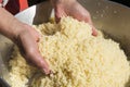 Preparation of couscous with semolina