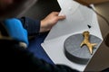 Preparation of a 3d scanner for an object, working the file on a computer then printing it on a 3d printer