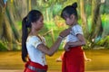 Preparation of the dance suit in Champey Academy Of Art, Cambodia Royalty Free Stock Photo