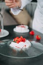 preparation of the dessert Pavlova Royalty Free Stock Photo