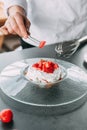 preparation of the dessert Pavlova Royalty Free Stock Photo