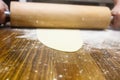 Preparation of the dough. Cook rolls out the on the Board.