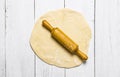 Preparation of the dough. Ready roll out the dough with a rolling pin . Royalty Free Stock Photo