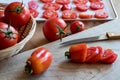 Preparation of dried tomatoes - slicing San Marzano tomatoes