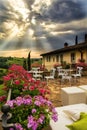 Preparation of an event at a classic Tuscan villa