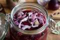 Preparation of fermented beets & x28;beet kvass& x29; in a jar Royalty Free Stock Photo