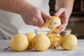 Preparation of a fresh fruit salad with carrots, pears and apple Royalty Free Stock Photo