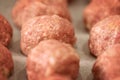 Preparation of fresh raw meatballs for cooking at home Royalty Free Stock Photo