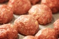 Preparation of fresh raw meatballs for cooking at home Royalty Free Stock Photo