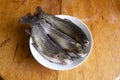 Preparation of fresh trout for cooking. Royalty Free Stock Photo