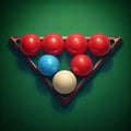 Preparation for a game with billiards snooker balls on table