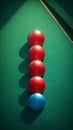 Preparation for a game with billiards snooker balls on table