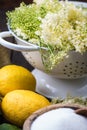 Preparation of homemade elderflower cordial Royalty Free Stock Photo