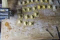 The preparation of homemade stuffed ravioli Royalty Free Stock Photo