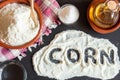 Ingredients for making corn arepas Royalty Free Stock Photo